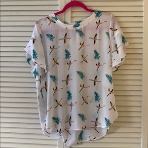 🌿LOFT White-Flamingo Tee with fun arm holes 🌿